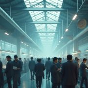 بازار شلوغ و پرجمعیت که در آن از اگزاست فن استفاده شده