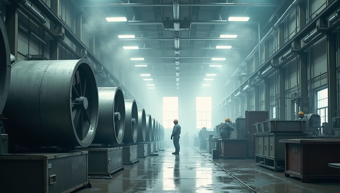 محیط کاری بسیار گرم و شرجی که در آن انواع اگزاست فن بکار گرفته شده