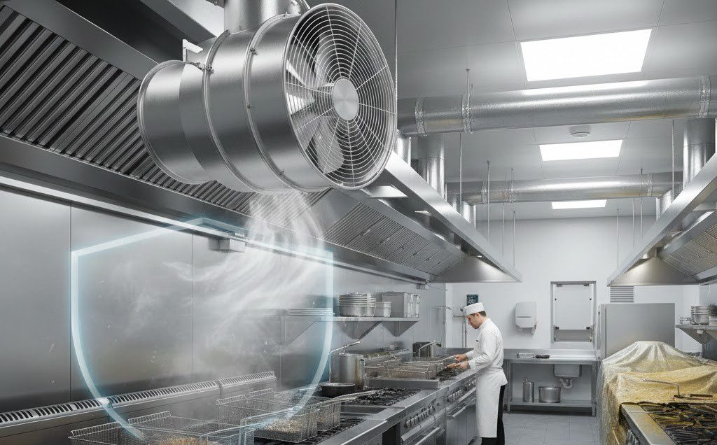 جلوگیری از فرسایش تجهیزات آشپزخانه با اگزاست فن صنعتی: کاهش استهلاک و افزایش بهره‌وری صنعتی با تهویه آیروفن